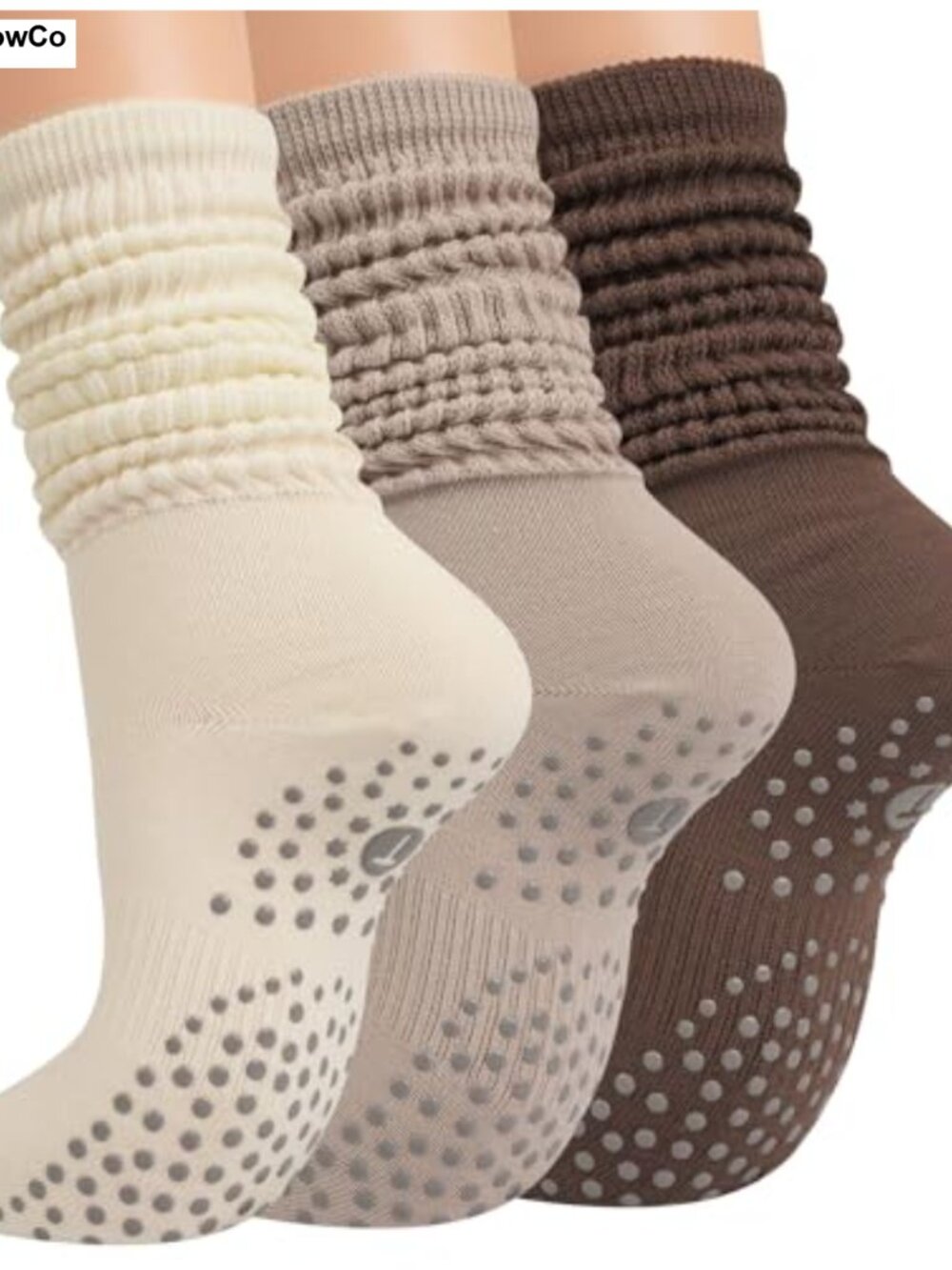 Grip Slouch Socks with Non-Slip Dots, Yoga Pilates Barre, 3 Pairs